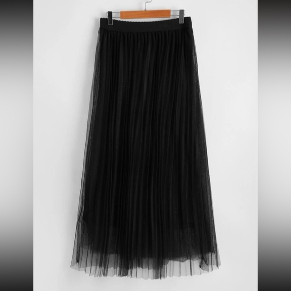 Boho khaki pleated mesh skirt - Picture 4 of 16